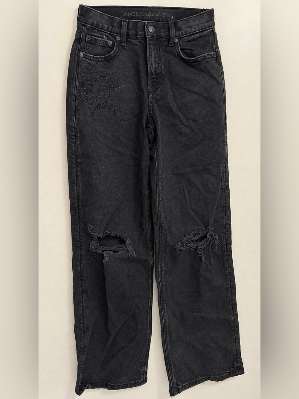 American Eagle Women’s Stovepipe Jeans w/ Crystal Spiderweb Size 000S